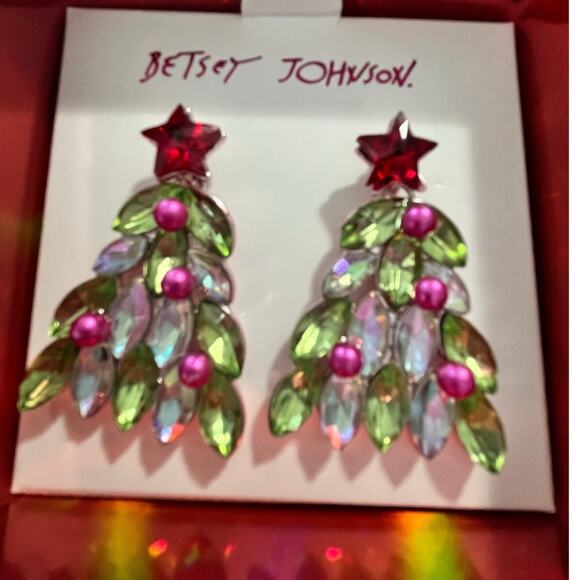 NWT Betsey Johnson Christmas Tree Earrings ✨ - Picture 1 of 5